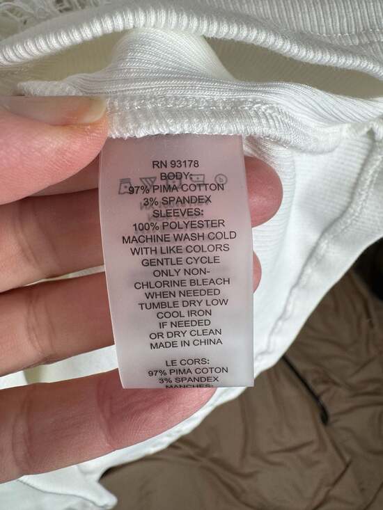 Elie Tahari Coralee Eyelet Puff Sleeve Henley Knit Top Sky White - Picture 5 of 5